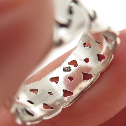 925 Sterling Silver Vintage Cuban Link Oxidized Band Ring Size 8.75