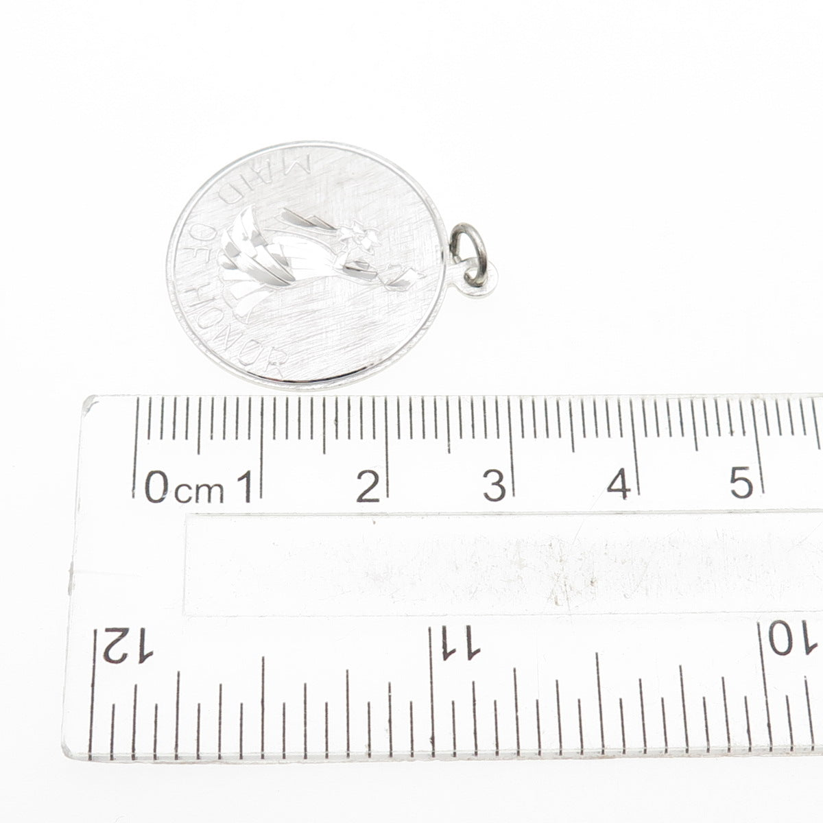 925 Sterling Silver Vintage Engraved Maid of Honor Charm Pendant