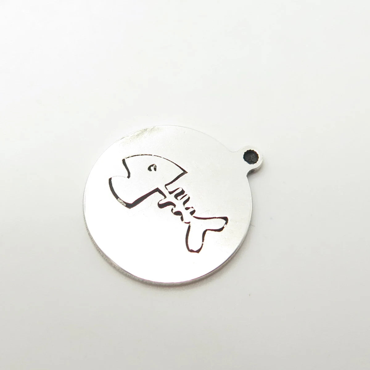 925 Sterling Silver USA Two In Town Skeleton Fish Charm Pendant