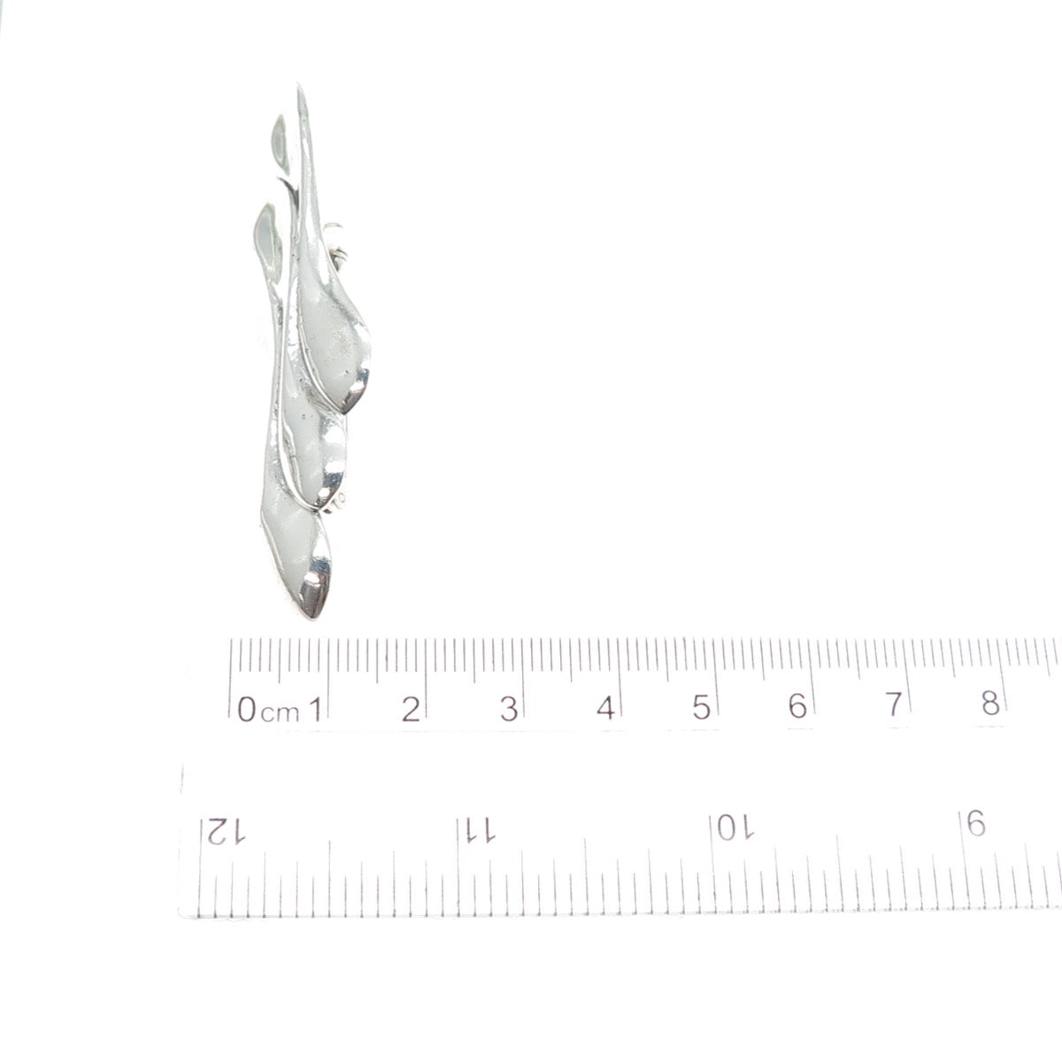925 Sterling Silver Vintage Modernist Twisted Petal Pin Brooch