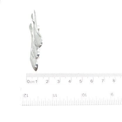925 Sterling Silver Vintage Modernist Twisted Petal Pin Brooch