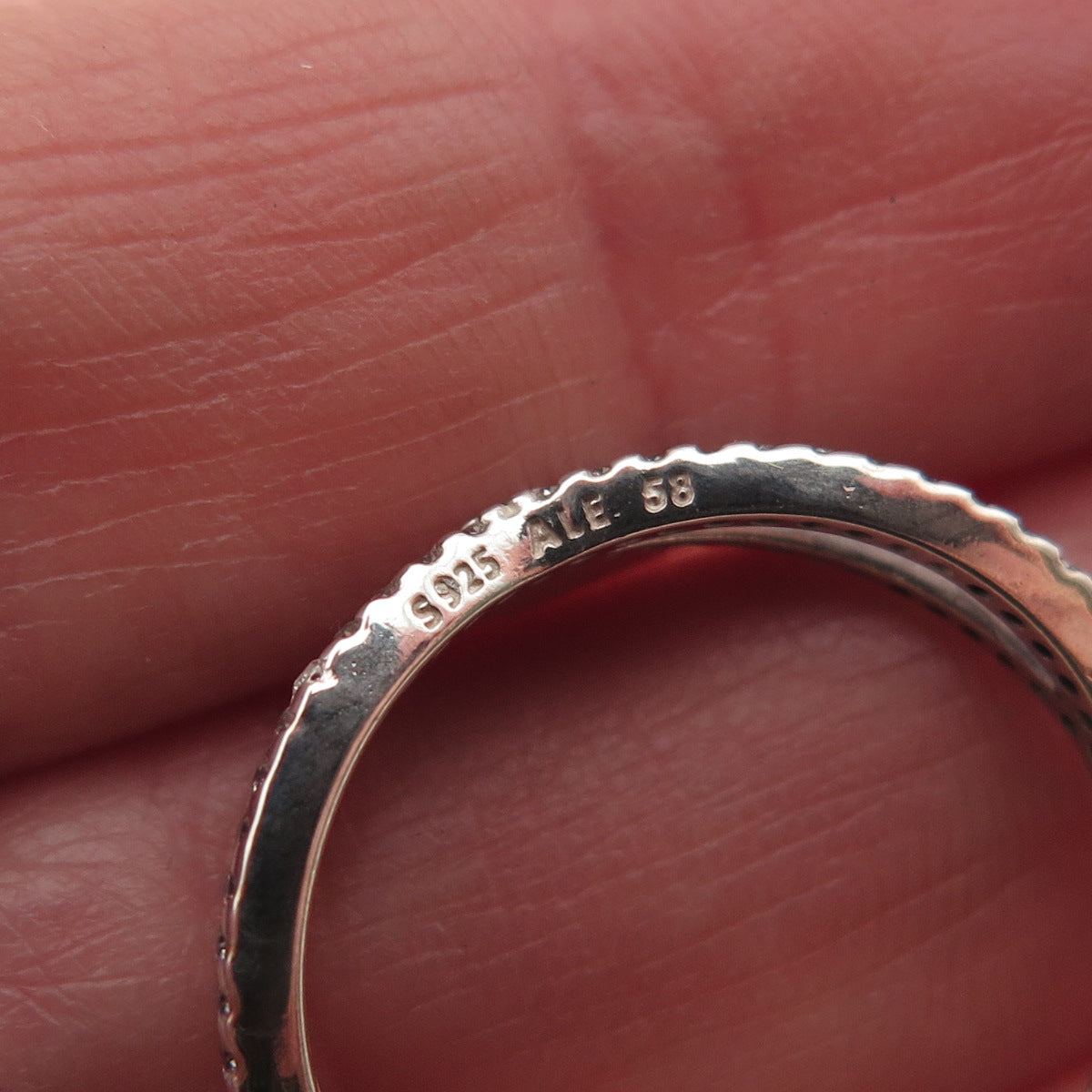 Pandora 925 Sterling Silver Round-Cut C Z Crossed Paths Ring Size 8.25