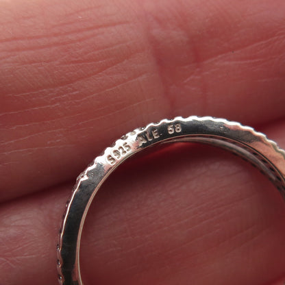 Pandora 925 Sterling Silver Round-Cut C Z Crossed Paths Ring Size 8.25