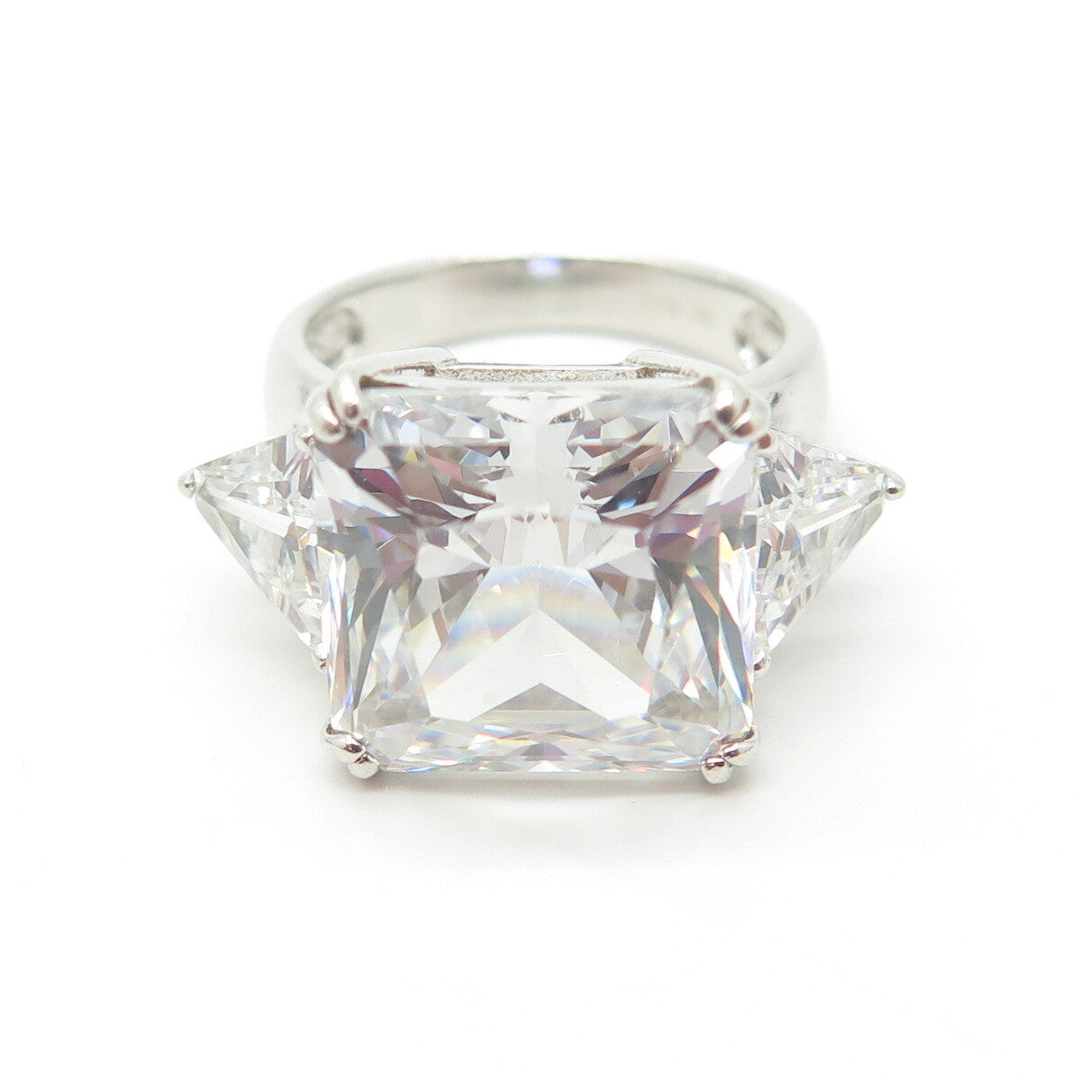 925 Sterling Silver Princess-Cut C Z Ring Size 6.25