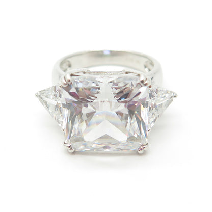 925 Sterling Silver Princess-Cut C Z Ring Size 6.25
