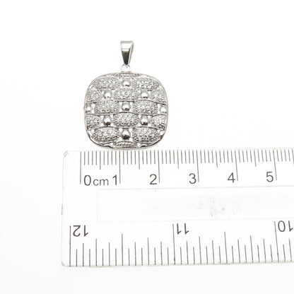 925 Sterling Silver Round-Cut C Z Modernist Charm Pendant