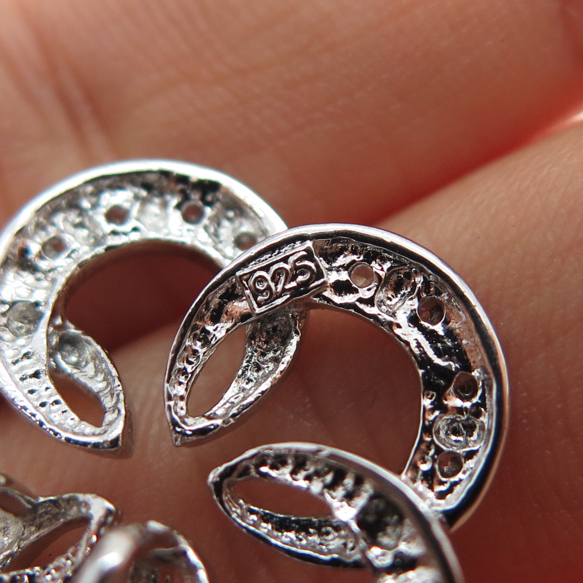 925 Sterling Silver Round-Cut C Z Flower Blossom Slide Charm Pendant