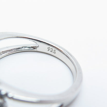 925 Sterling Silver SUN Real White Diamond Ring Size 6.75