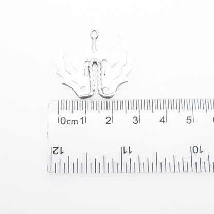 925 Sterling Silver Vintage Flame Anchor Biker Charm Pendant