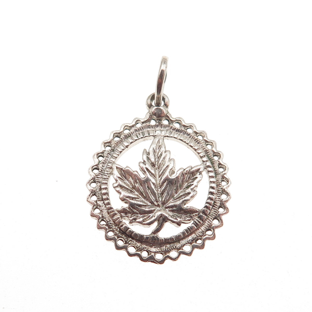 925 Sterling Silver Vintage Maple Leaf Canada Mini Charm Pendant