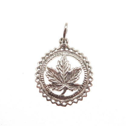 925 Sterling Silver Vintage Maple Leaf Canada Mini Charm Pendant