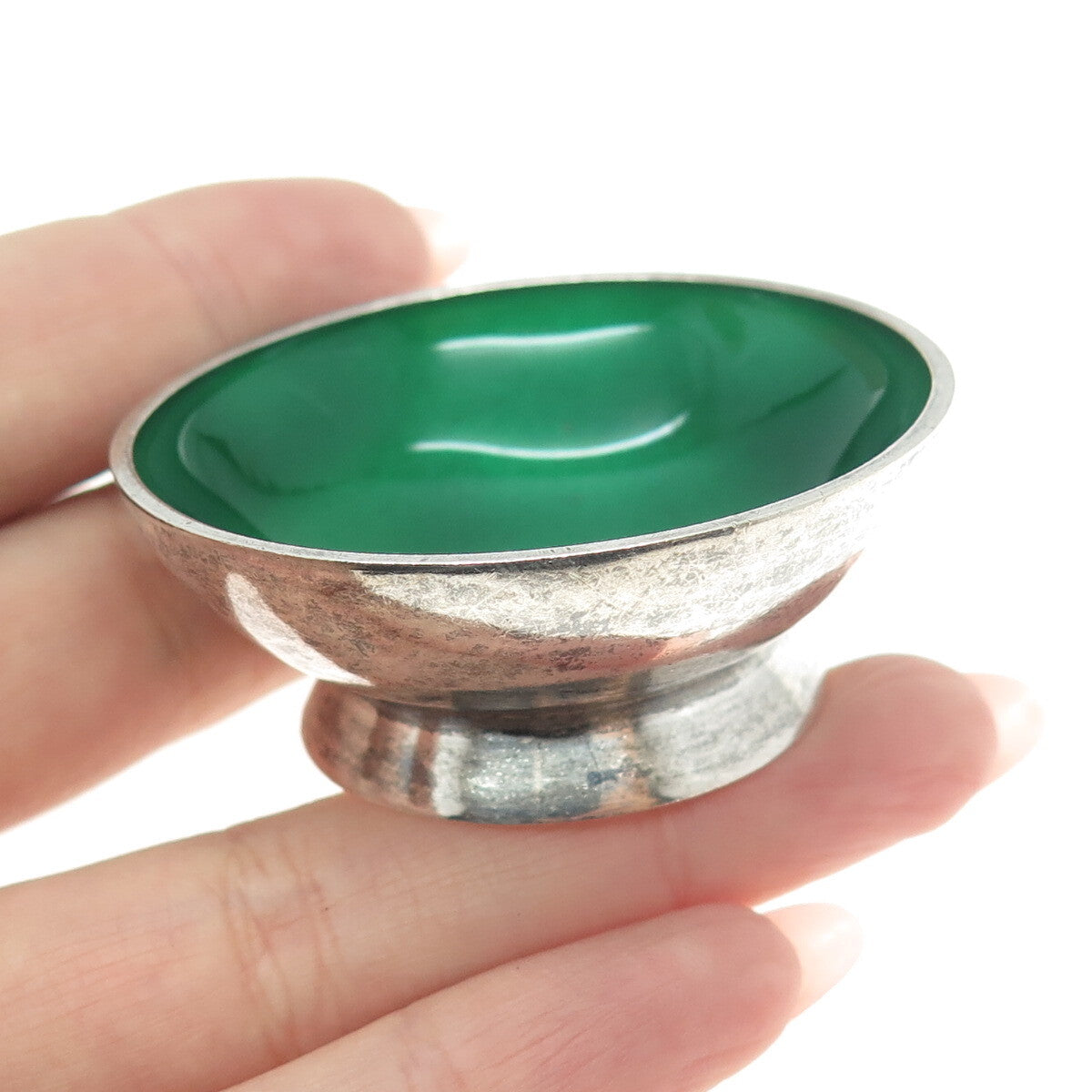 AVANT 925 Sterling Silver Vintage Mexico Enamel Salt Cellar / Bowl