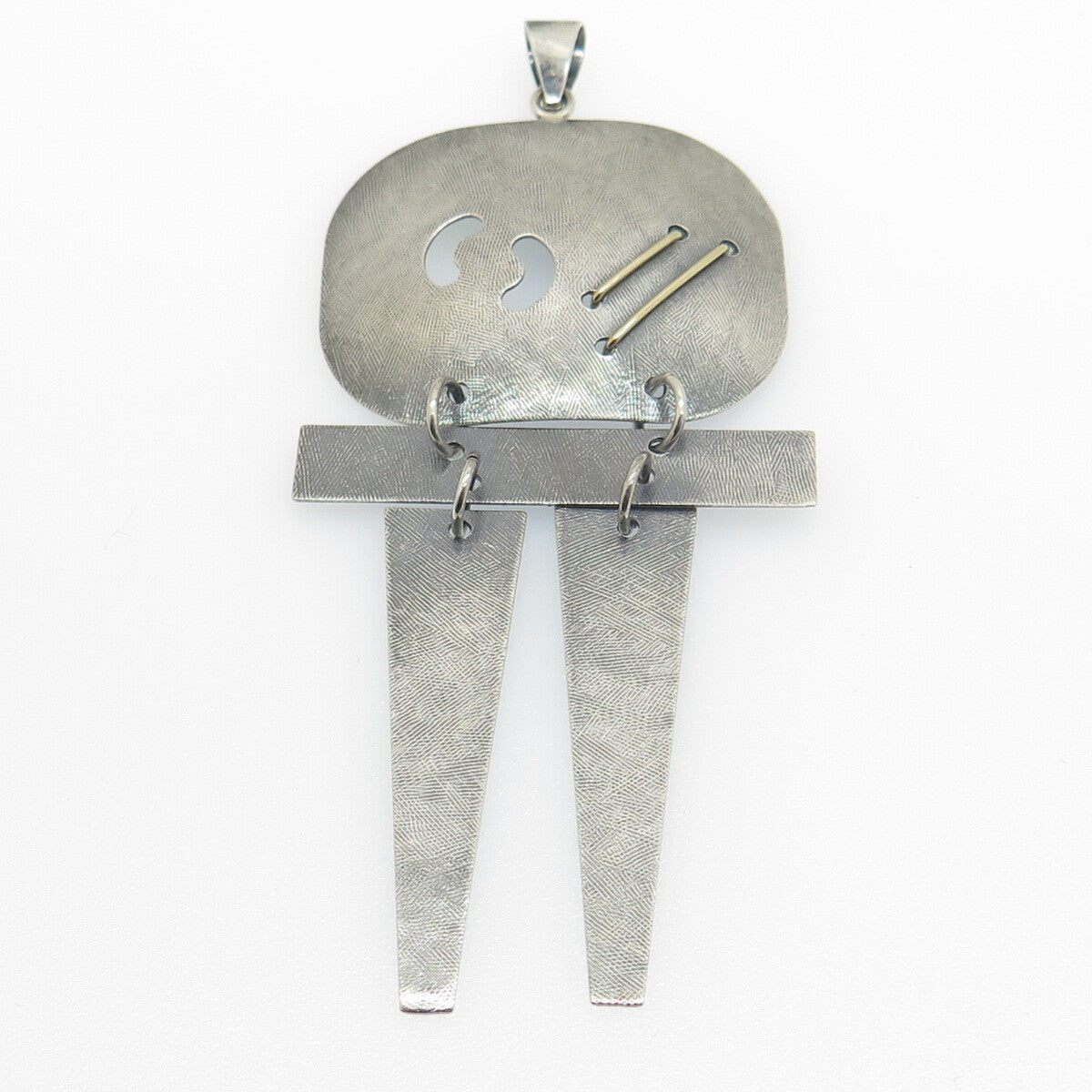 925 Sterling Silver Vintage Modernist Oxidized Pendant