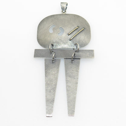 925 Sterling Silver Vintage Modernist Oxidized Pendant