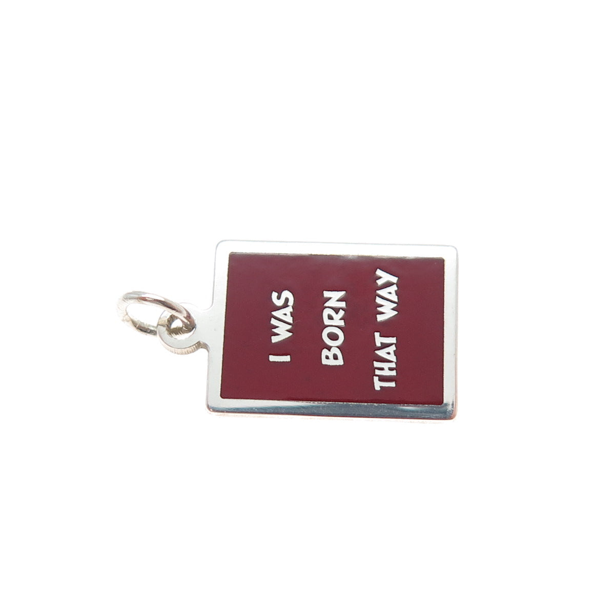 925 Sterling Silver Red Enamel I Was Born That Way Minimalist Charm Pendant