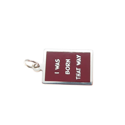 925 Sterling Silver Red Enamel I Was Born That Way Minimalist Charm Pendant