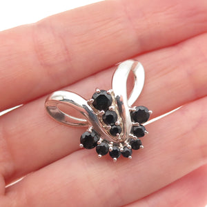 CNA Pranda Sterling Silver Vintage Real Round-Cut Sapphire Slide Charm Pendant