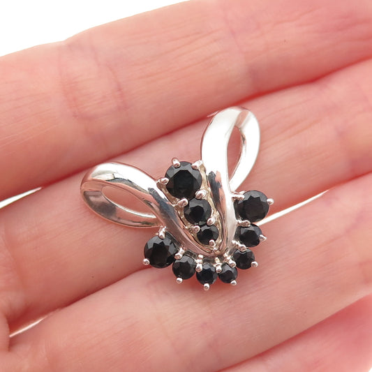 CNA Pranda Sterling Silver Vintage Real Round-Cut Sapphire Slide Charm Pendant