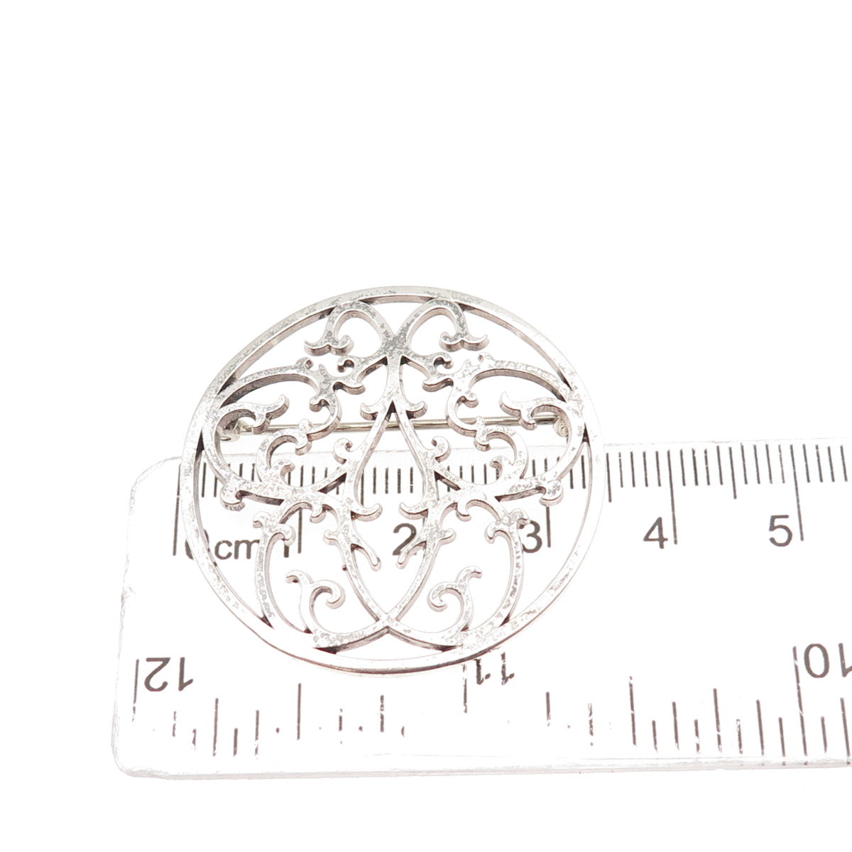 IC James Craig 925 Sterling Silver Vintage Ornate Floral Pin Brooch