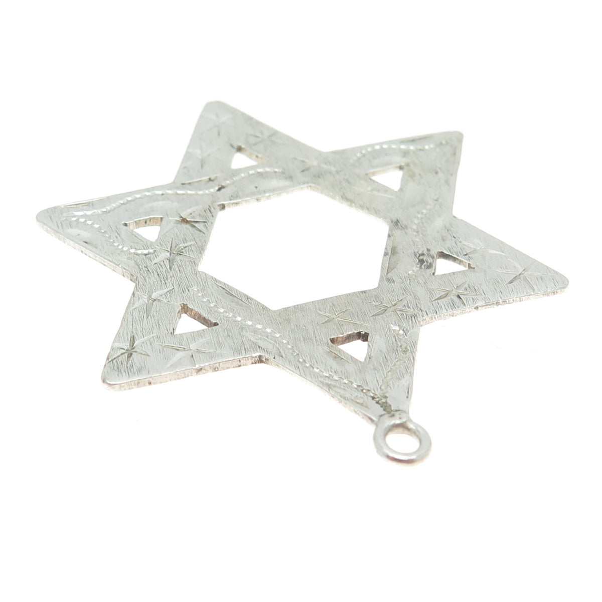 925 Sterling Silver Vintage Star of David Engraved Pendant