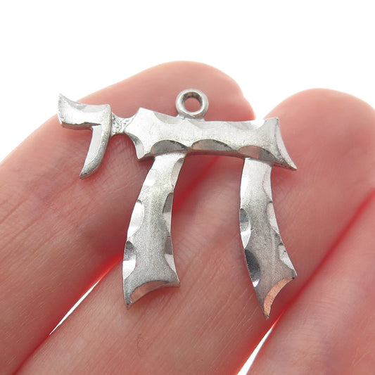 THEDA 925 Sterling Silver Vintage Chai Judaica Charm Pendant