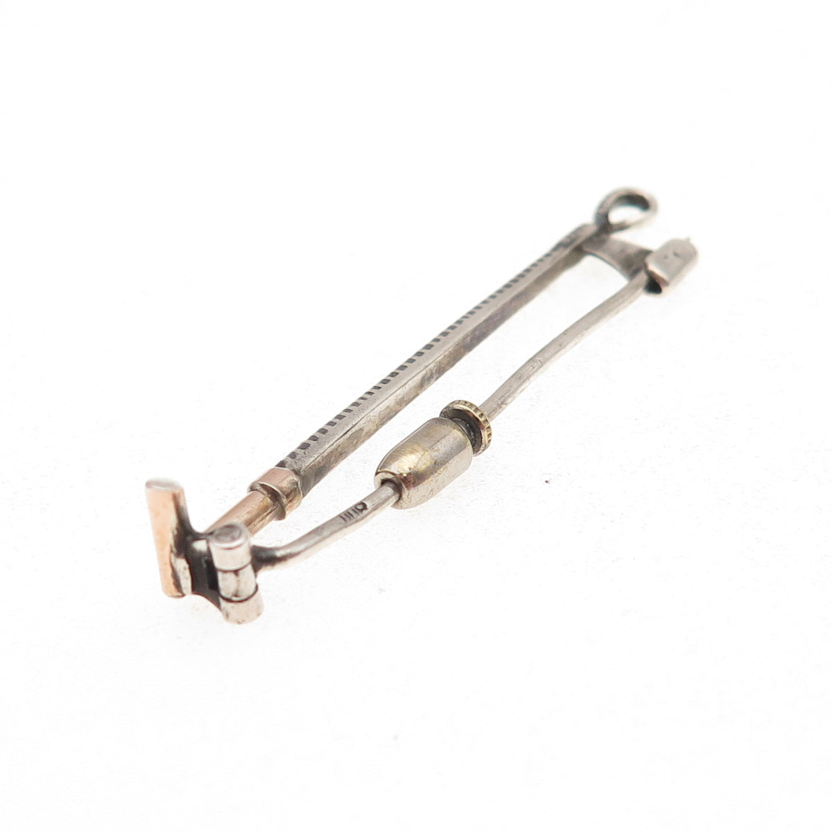 800 Silver 2-Tone Vintage Horse Riding Crop Tie Pin Brooch