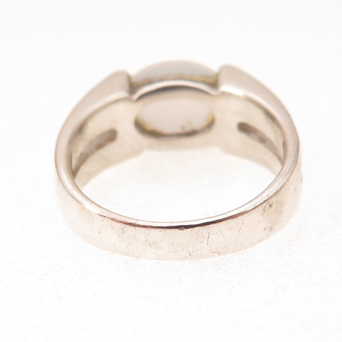 Chapal Zenray 925 Sterling Silver Vintage Real Chalcedony Modernist Ring Size 9