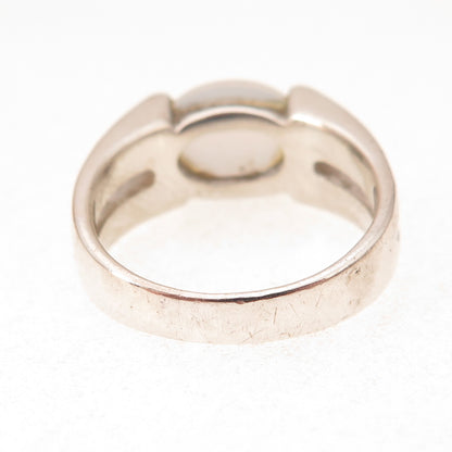 Chapal Zenray 925 Sterling Silver Vintage Real Chalcedony Modernist Ring Size 9