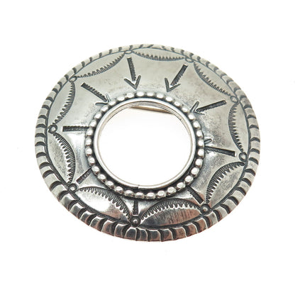 Old Pawn Sterling Silver Vintage Southwestern Crescent Arrow Oxidized Pin Brooch