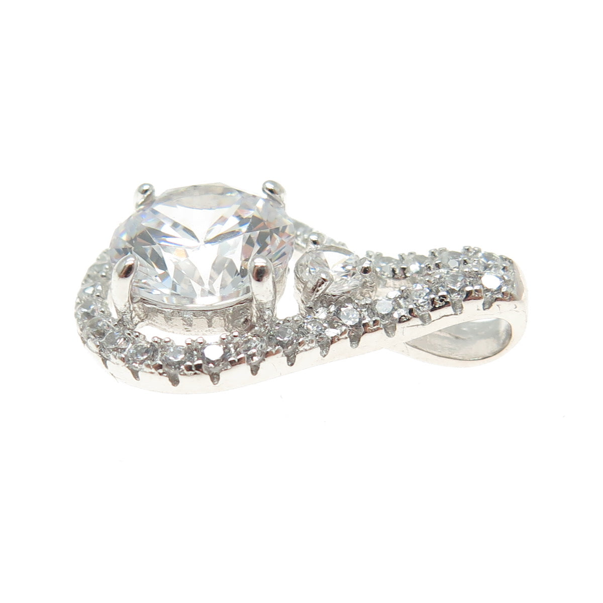 925 Sterling Silver Round-Cut C Z Minimalist Pendant