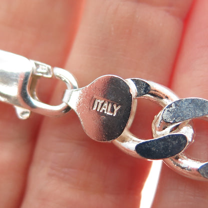 925 Sterling Silver Vintage Italy Curb Link Bracelet 9"