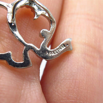 925 Sterling Silver Real Melanite Gem Elephant For Good Luck Slide Pendant