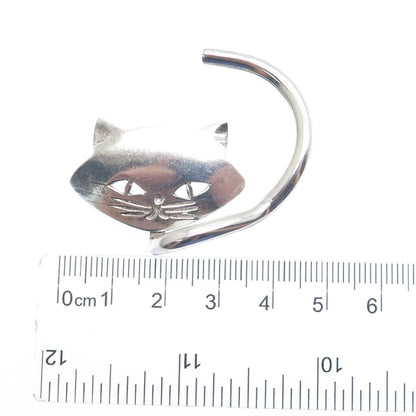 925 Sterling Silver Vintage Mexico Modernist Cat Pin Brooch