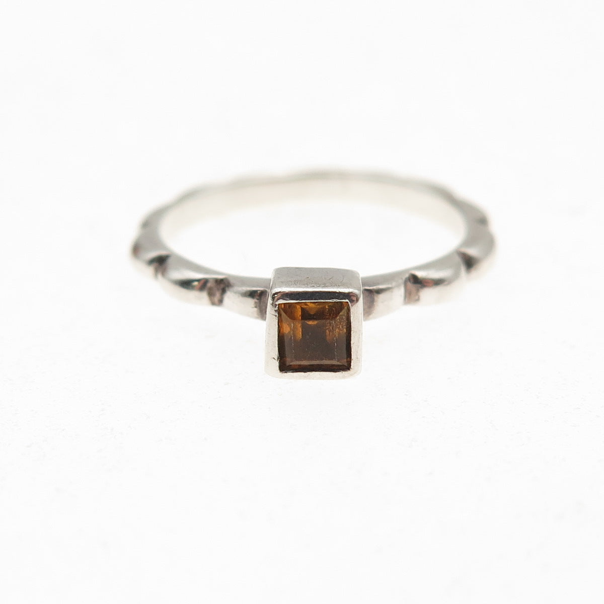 925 Sterling Silver Vintage Real Smoky Quartz Ring Size 5