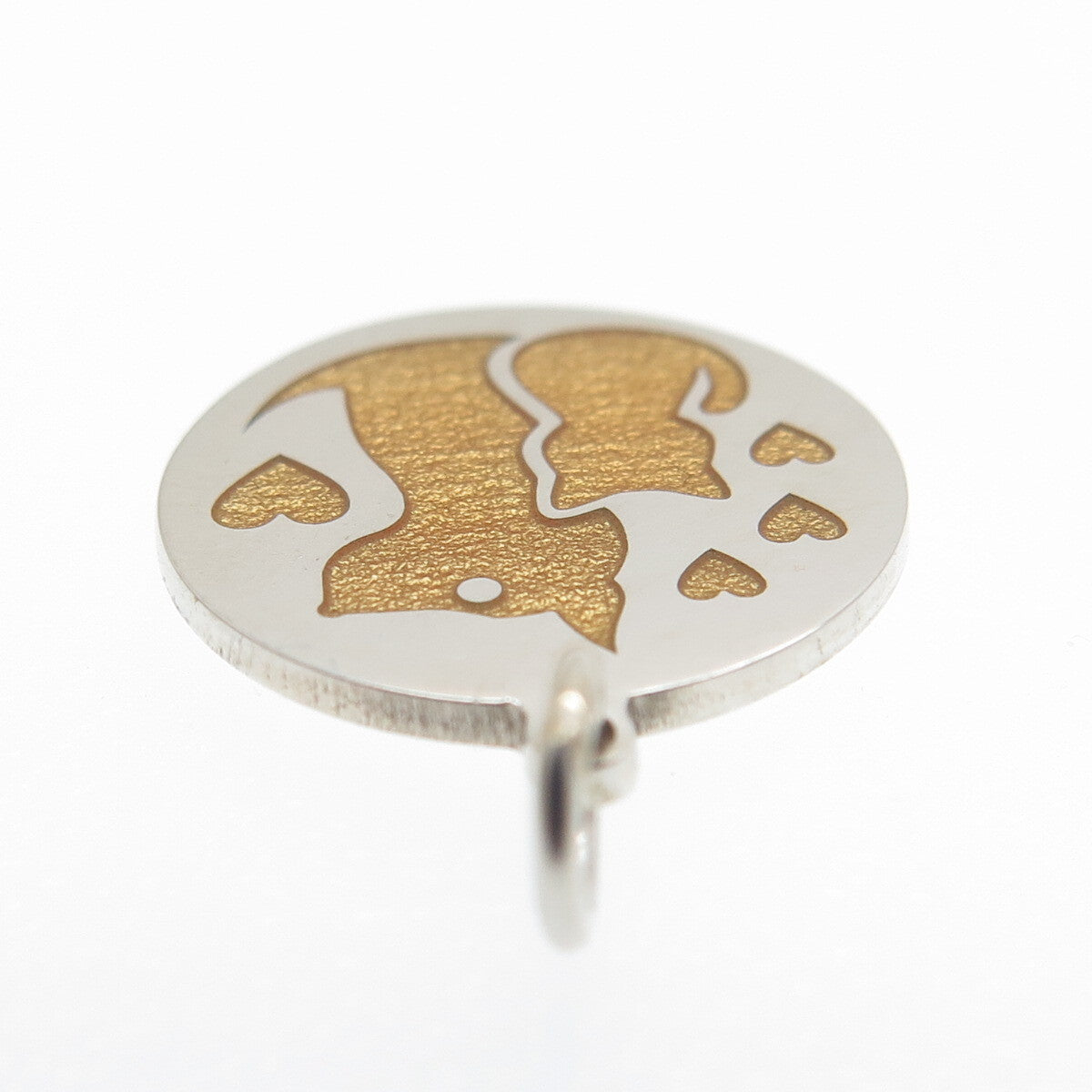 925 Sterling Silver Yellow Enamel Cat & Dog Friendship Minimalist Charm Pendant