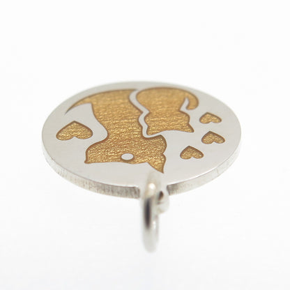 925 Sterling Silver Yellow Enamel Cat & Dog Friendship Minimalist Charm Pendant