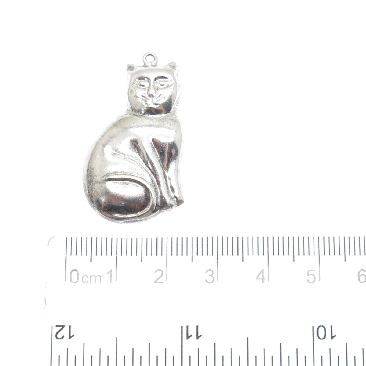 CHAPAL ZENRAY 925 Sterling Silver Vintage Cat Modernist Pendant