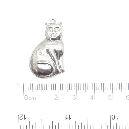CHAPAL ZENRAY 925 Sterling Silver Vintage Cat Modernist Pendant