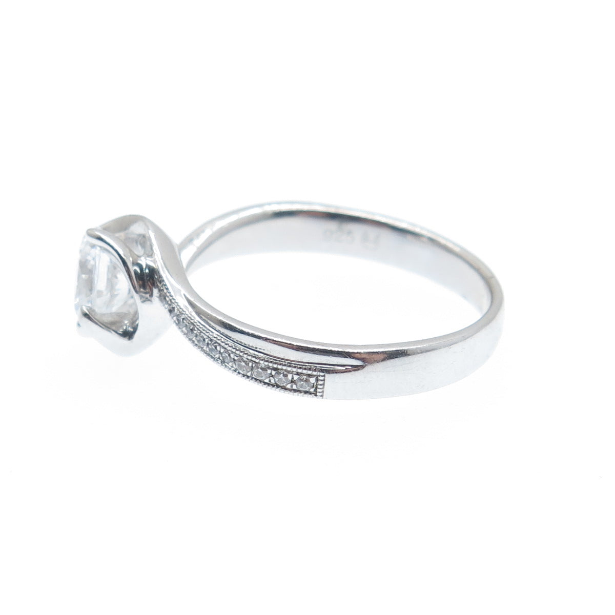 925 Sterling Silver Round-Cut C Z Engagement Ring Size 7.25
