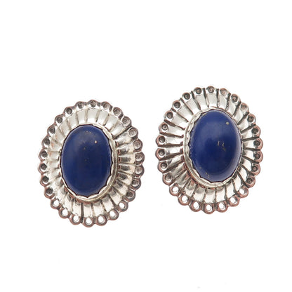 Old Pawn 925 Sterling Silver Vintage Southwestern Lapis Concho Tribal Earrings