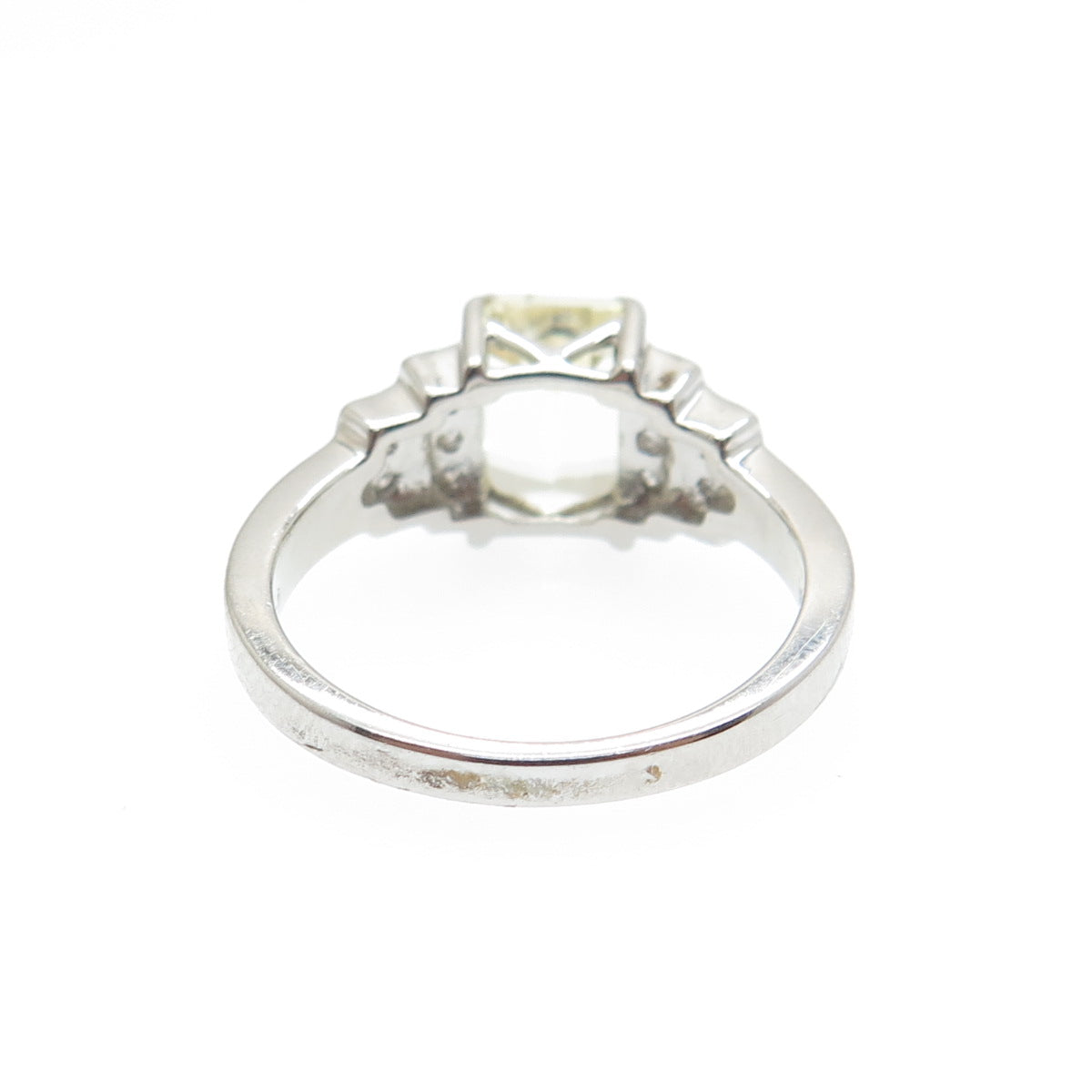 925 Sterling Silver Real Emerald-Cut Citrine & White Topaz Ring Size 6