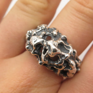 925 Sterling Silver Vintage Israel Modernist Domed Ring Size 8