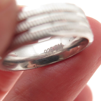 925 Sterling Silver Lined Band Ring Size 5.25