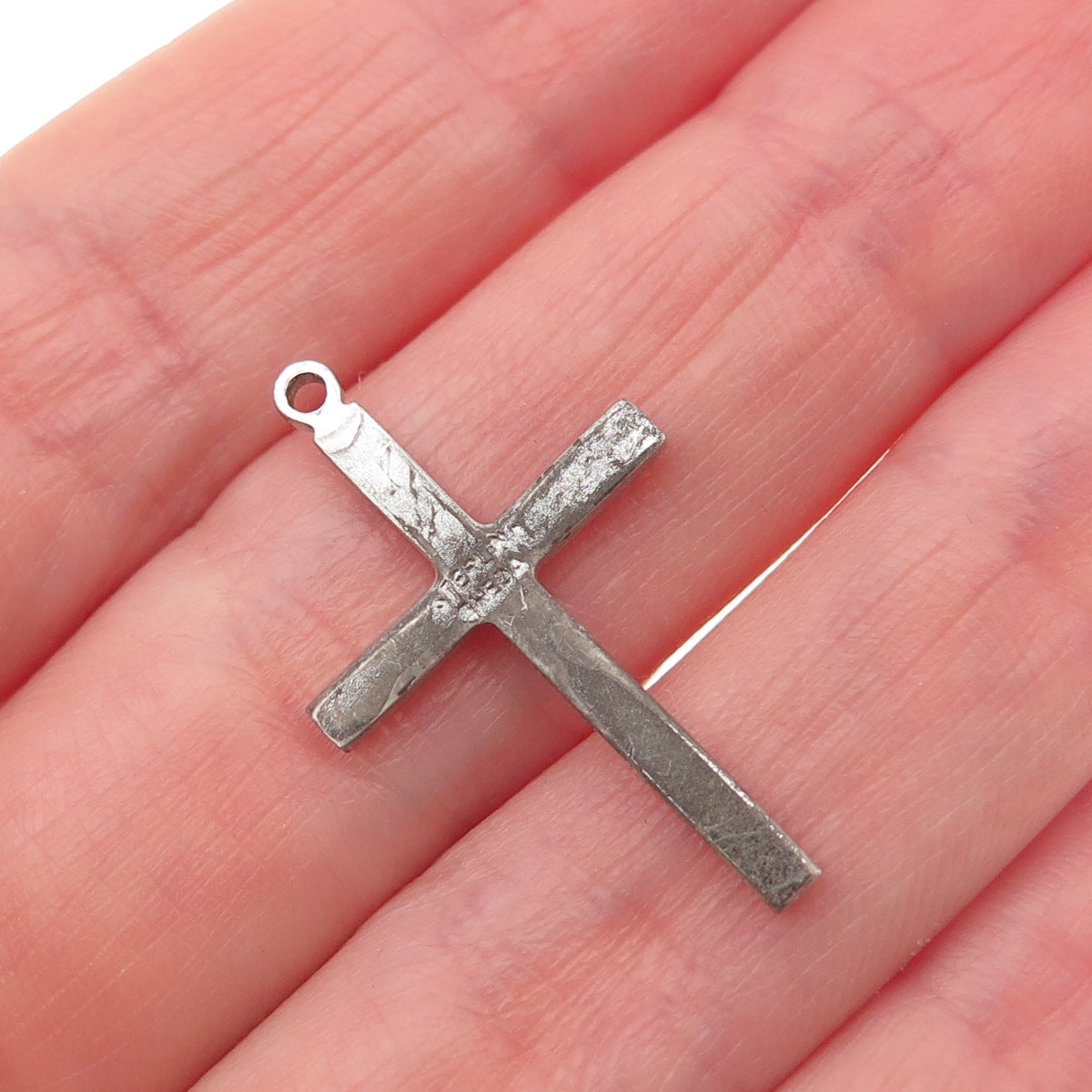 THEDA 925 Sterling Silver Antique Art Deco Real Marcasite Cross Charm Pendant