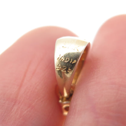 925 Sterling Silver Gold Plated Real Diamond & Emerald Teardrop Pendant