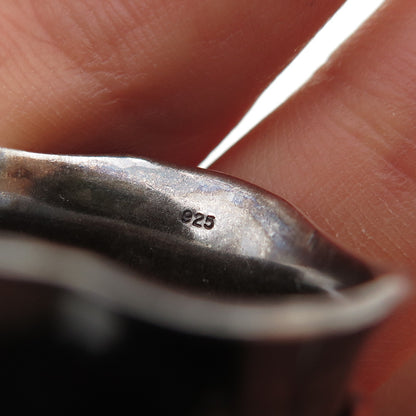 925 Sterling Silver 3-Tone Vintage Modernist Rotating Band Oxidized Ring Size 9
