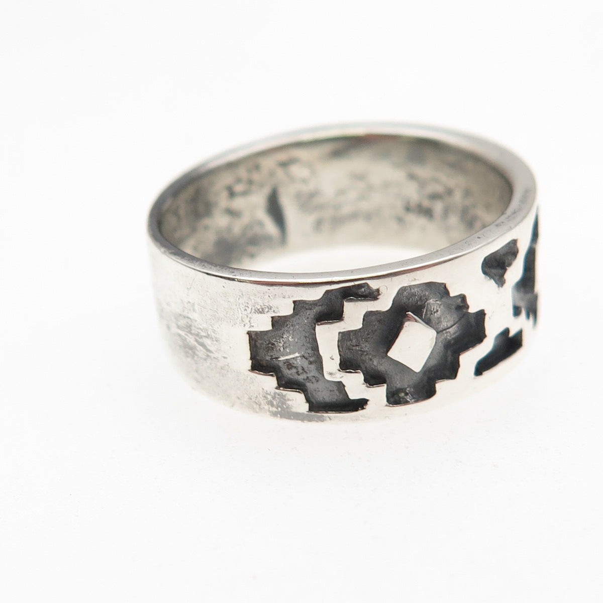 925 Sterling Silver Vintage Ethnic Oxidized Band Ring Size 6.75