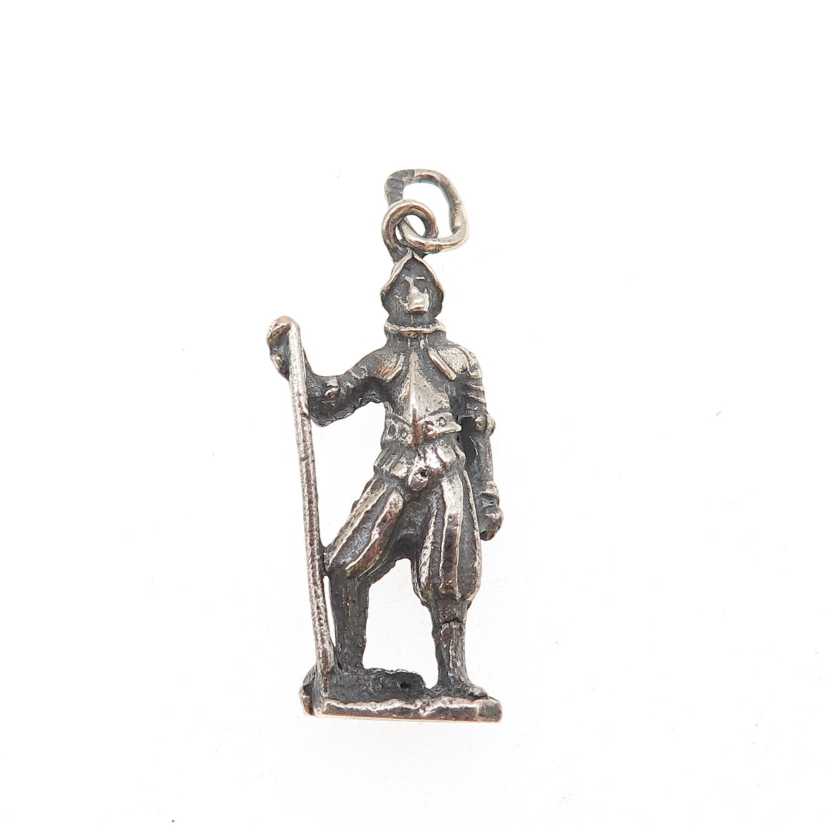 800 Silver Antique Art Deco Vatican City Swiss Guard Oxidized 3D Charm Pendant