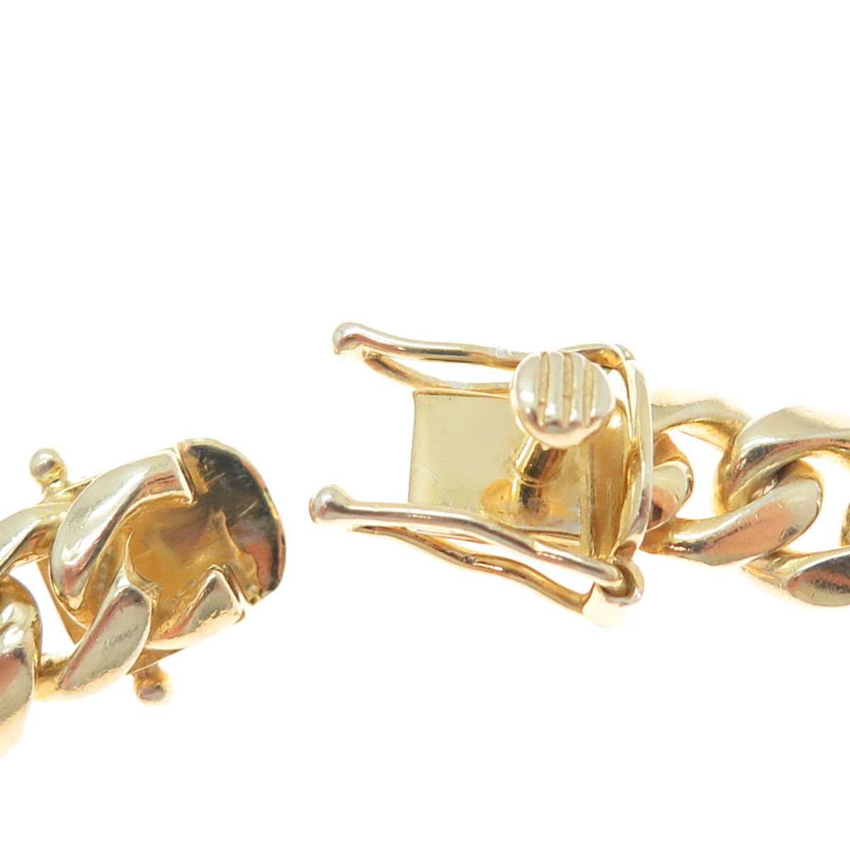 925 Sterling Silver Gold Plated Cuban Link Bracelet 8.75"