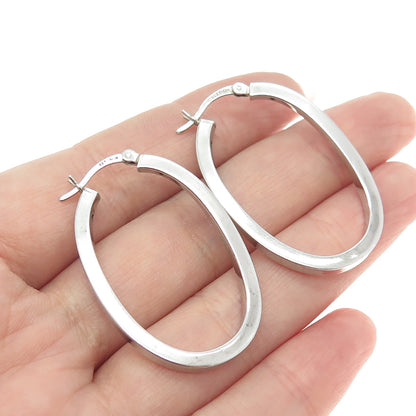 925 Sterling Silver Hinged Oval Hoop Earrings